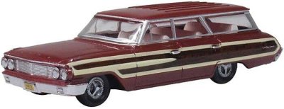 Oxford Diecast 87FC64003 - HO 1964 Ford Country Sedan Station Wagon - Assembled -- Vintage Burgun...