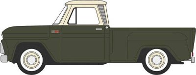 Oxford Diecast 87CP65008 - HO Scale 1965 Chevrolet Stepside Pickup - Assembled -- Dark Green, Ivo...