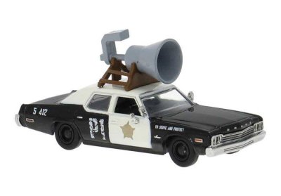 Brekina 18154 - HO Scale 1970s Dodge Monaco - Assembled -- Police w/Rooftop Speaker (black, white...