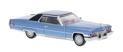 Brekina 18128 - HO 1972 Cadillac Coupe de Ville - Assembled -- Blue, Black