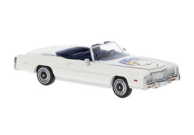 Brekina 19759 - HO 1975 Cadillac Eldorado Convertible - Assembled -- Top Down (white, Eagle Graph...