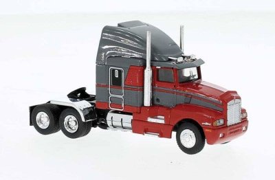 Brekina 85933 - HO 1984 Kenworth T600 Sleeper-Cab Tractor Only - Assembled -- Red, Gray