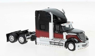 Brekina 85829 - HO 2010 International Lonestar Sleeper-Cab Semi Tractor - Assembled -  Black, Red