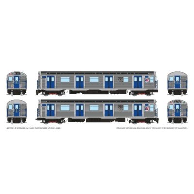 Rapido 209503 - HO R32 "Brightliner" Subway 2-Car Set (DC/DCC/Sound): NYCTA - TA Logo: Q Broadway...