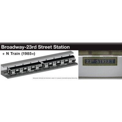 Rapido 209898 - HO Scale NYC Subway Lighted Display Set: Bdwy-23rd St Station + N train (1985+)