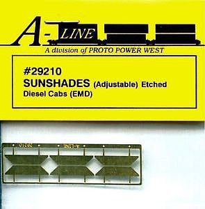 A-Line 29210 - HO Etched Brass Diesel Cab Sunshades (6pk)