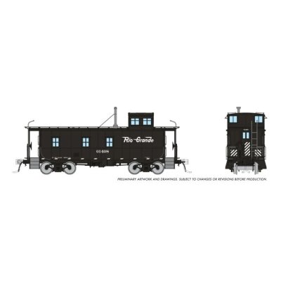 Rapido 225005 - HO D&RGW End Cupola Steel Riveted Caboose: As-Built / Black Scheme (Black/White L...