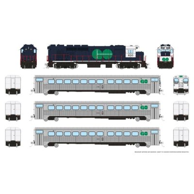 Rapido Trains 226501 - HO GO Transit Set (DC/DCC/Sound): Blue Set #1 (Loco: 600 Cab: C751 Coaches...