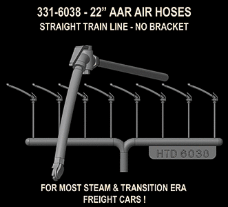 Hi-Tech Details 6038 - HO Scale 22" AAR Air Hoses - Molded Rubber -- With Straight Train Line Pip...