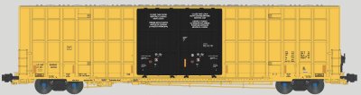 Aurora Miniatures 602099 - N Greenbrier 7550cf 60' Plate F Boxcar - DATA ONLY - Yellow w/Black Do...