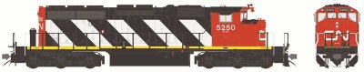 Bowser 26201 - HO GMDD SD40-2W - DC - CN As-Blt w/ Dynamic Brk #5256