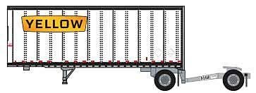 Trainworx 4288508 - N Scale 28' Pup Van Trailer with Converter Dolly - Assembled -- Yellow #8 (wh...