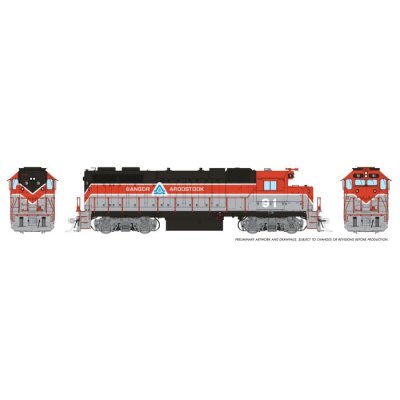 Rapido 38042 - HO EMD GP38 w/ext cab (DC/Silent): BAR - Red/Grey/Black: #91