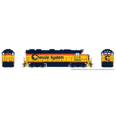 Rapido 39506 - HO EMD GP39 (DC/DCC/Sound): Chessie - C&O Sublettering: #3908