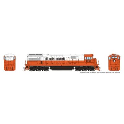 Rapido 43011 - HO GE U33C w/ fairing (DC/Silent): Illinois Central - Orange & White: #5054