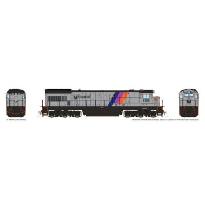 Rapido 43616 - HO GE U34CH (DC/DCC/Sound): NJ TRANSIT - Disco Stripe: #4158