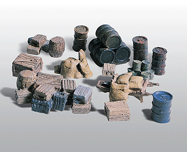 Woodland Scenics 203 HO Scenic Details Assorted Crates, Barrels & Sacks