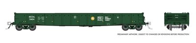 Rapido Trains 50047 - HO 52Ft 6In Mill Gondola: BC Rail - Dogwood Scheme 6(pkg)