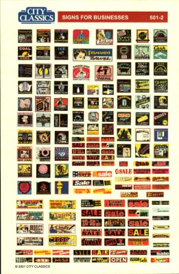 City Classics 501-2 - HO Scale Business Signs