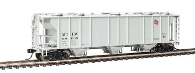 Walthers Mainline 7023 HO RTR - 50ft Pullman Standard PS-2 2893 3 Bay Covered Hopper- Milwaukee R...