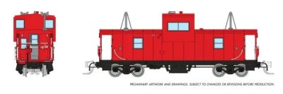 Rapido 510099 - N Scale Wide-Vision Caboose - Painted, Unlettered - Red