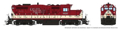 Rapido 54527 - HO GP9u - DC/DCC/Sound - Ontario Southland Railway #1620 - Otter Valley Railroad E...
