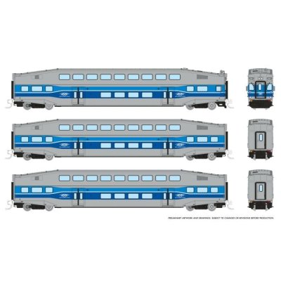 Rapido 546005 - N Bilevel Commuter Car -  AMT / Montreal (Set #2) - (Cab: 2003 Coaches: 2021 2035...