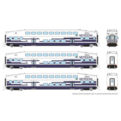 Rapido 546020 - N SCALE Bilevel Commuter Car: Metrolink - As Delivered: Set #2 (Cab: 636 Coaches:...