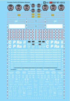Microscale 601513 - N Scale Railroad Decal Set - Canadian Pacific Modern Boxcars 1970+