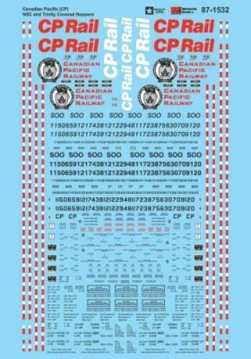 Microscale 601532 - N Scale Railroad Decal Set -- Canadian Pacific NSC and Trinity Covered Hopper...