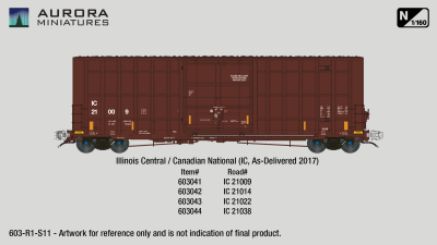 Aurora Miniatures 603041 - N Scale Gunderson 6276cf 50' Plate F Boxcar - IC 21009