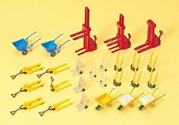 Preiser 17107 - HO Forklifts, Wheelbarrows, Handtrucks, etc. (Kit)