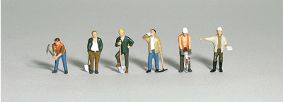 Woodland Scenics 1850 HO Scenic Accents Figures Road Crew pkg(6)