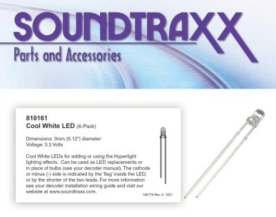 Soundtraxx 810161 - 3mm LED 6-Pack, Cool White