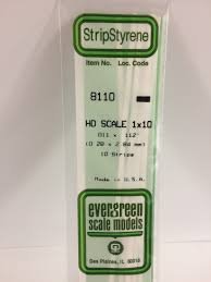 Evergreen Scale Models 8110 - Opaque White Polystyrene HO Scale Strips (1x10) .011In x .112In x 1...