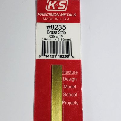 K&S Engineering 8235 All Scale - Brass Strip - 12inch x 1/4inch x .025inch