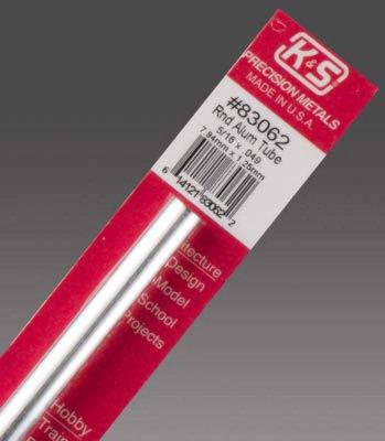 K&S Engineering 83062 All Scale - 5/16 inch OD Round Aluminum Tube - 0.049inch Thick x 12inch Lon...