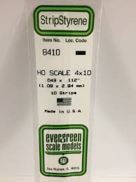 Evergreen Scale Models 8410 - Opaque White Polystyrene HO Scale Strips (4x10) .043In x .112In x 1...