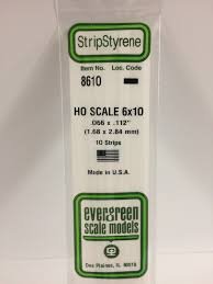 Evergreen Scale Models 8610 - Opaque White Polystyrene HO Scale Strips (6x10) .066In x .112In x 1...
