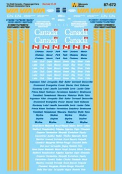 Microscale 87672 - HO Via Rail Canada Passenger Cars (1978-2002) use with 87-673 - Decals