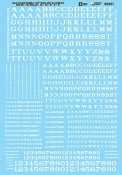 Microscale Decals 70001 - N Scale - Alphabets - Railroad Roman - White - Decal