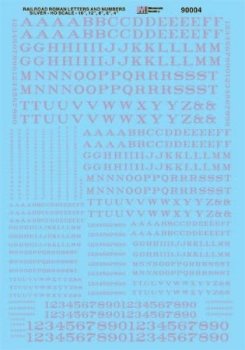 Microscale 90004 - HO Alphabets - Railroad Roman - Silver - Waterslide Decals