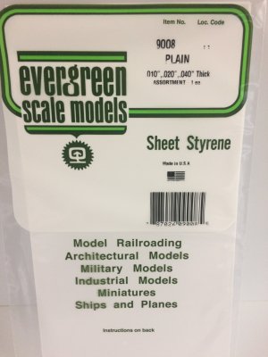 Evergreen 9008 - Styrene Sheet Plain - 6 x 12" -- Assortment