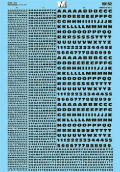 Microscale 90152 - HO Alphabets - Extended Bold Gothic - Black-1/4th, 1/16th, 3/64 - Waterslide D...