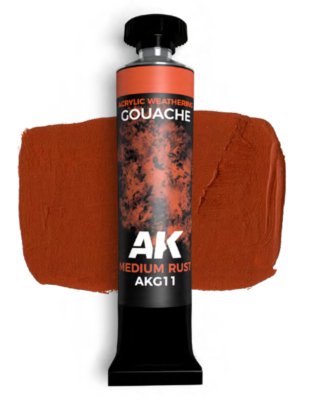 AK Interactive G11- AK Gouache: Medium Rust Weathering Paint 20ml Tube