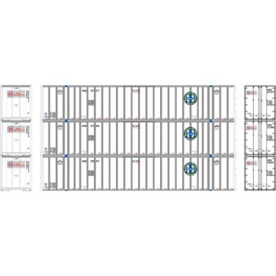 Athearn RTR 72778 - HO 53ft Stoughton Container - HUB/BNSF (3pk)