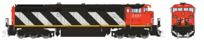 Rapido 24502 - HO Dash 8-40CM - DCC & Sound - Canadian National: Stripes #2405