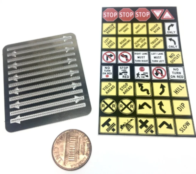 ShowCase Miniatures 2351 - HO Scale Metallic Back Colored Traffic Signs - 12pkg