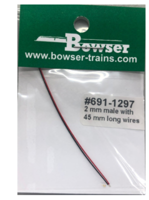 Bowser 691-1297 - 2 mm male with 45 mm long wires