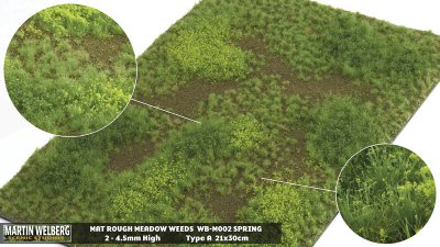 Martin Welberg Scenic Studios WB-M002 - Rough Meadow w/ Weeds - Spring - Type A Mat - 30cm X 21cm